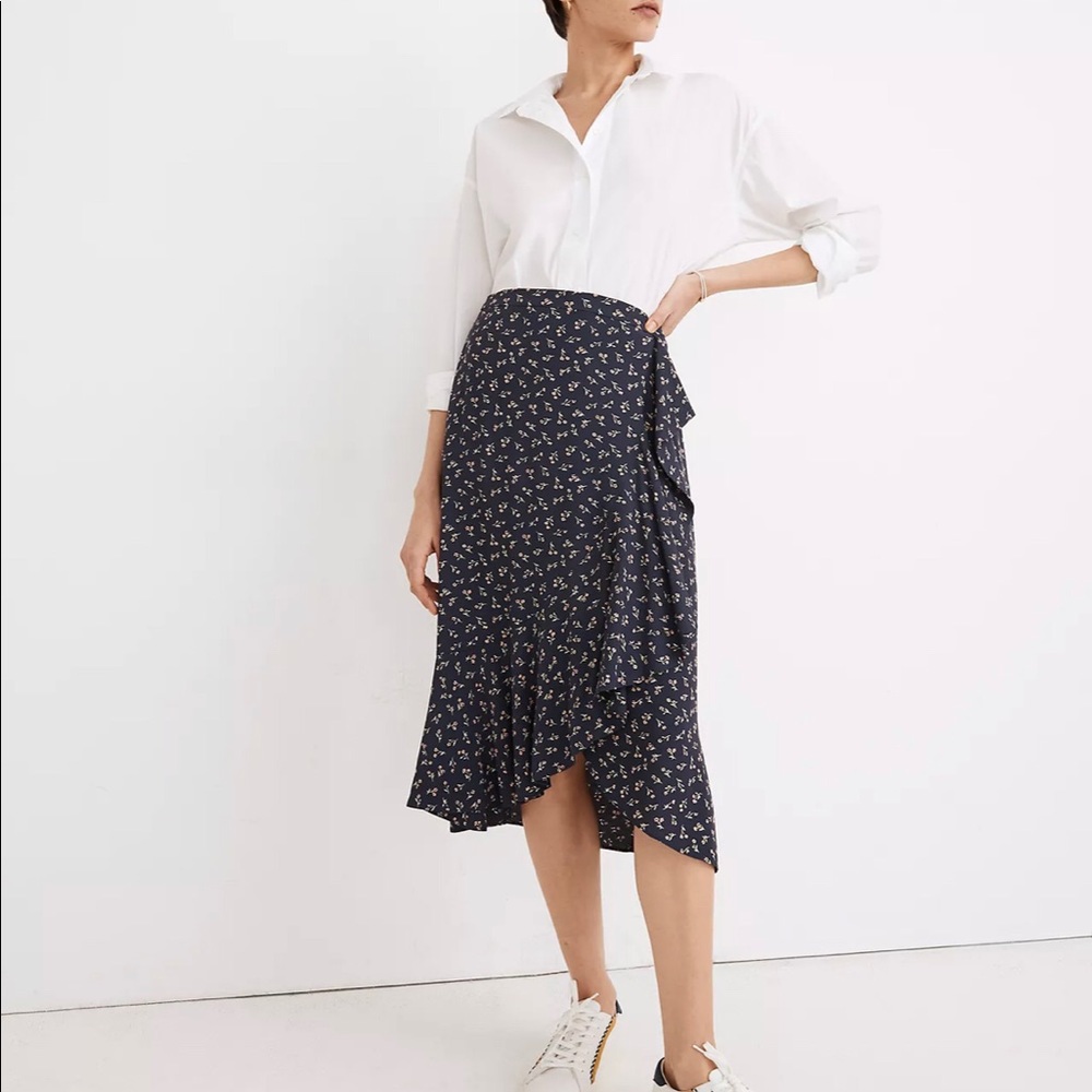 Madewell Ruffle-Wrap Midi Skirt in Spring Fling